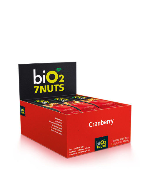 Bio7Nuts Cranberry - Contém 12 unidades de 25g -Bio2 Organic-0