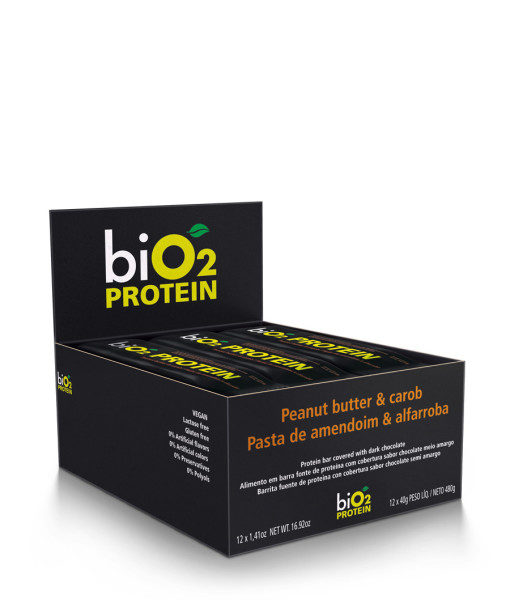 Bio2 Protein Sabor Alfarroba+Amendoim - Display com 12 barrinhas de 40g - Bio2 Organic-0