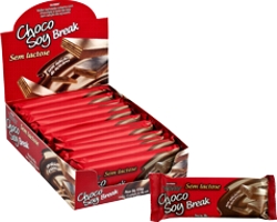 Chocolate de Soja Choco Soy Break Sem Lactose e Sem Açúcar - Display 12 unidades de 38gr  - Olvebra -0