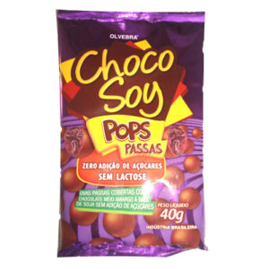 Chocolate de Soja Choco Soy Pops Passas - Display com 20 unidades de 40g - Olvebra-0