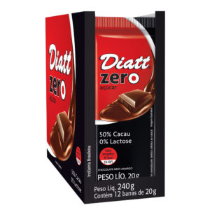 Chocolate Zero 50% Cacau Zero Açúcar - Display com 12 barrinhas de 20g - Diatt-0