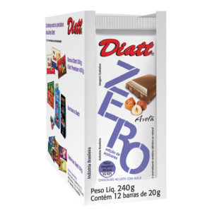 Chocolate ao Leite com Avelã Zero Açúcar - Display com 12 barrinhas de 20g - Diatt-0