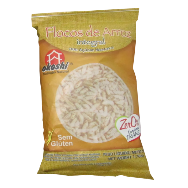 Flocos de Arroz integral Com Açúcar Mascavo 50g - Okoshi -0