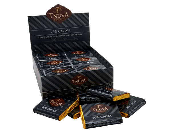 Tabletinho de Chocolate Amargo 70% Cacau - Contém 30 unidades de 14g Peso Liq. 420g - Tnuva-0
