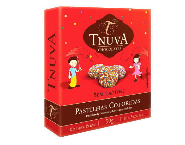 Pastilhas de Chocolate Sem Lactose Cobertas com Confeitos 50g - Tnuva-0