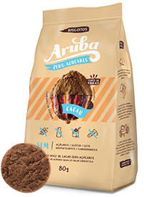 Biscoito Amanteigado Sabor Chocolate Zero Açúcar 80g- Aruba -0