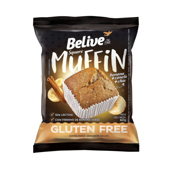 Muffin Sabor Banana, Canela e Chia Sem Glúten - Contém 10 unidades de 40g- Belive-0