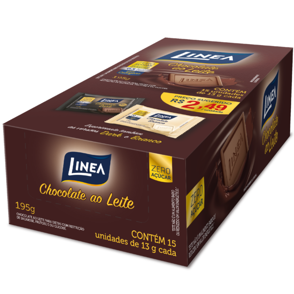 Chocolate Ao Leite Zero Açúcar - Contém 15 unidades de 13g - Linea-1679