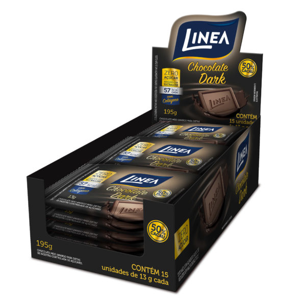 Chocolate Meio Amargo 50% Cacau Zero Açúcar - Contém 15 unidades de 13g - Linea-1685